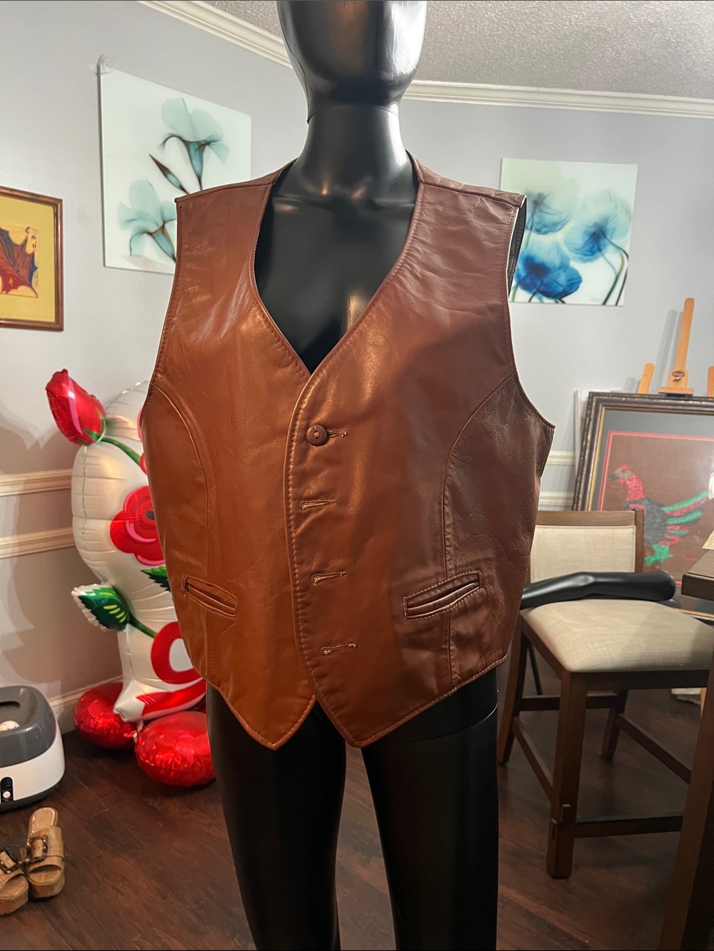 Schott NYC Brown Leather Vest - Classic Chestnut